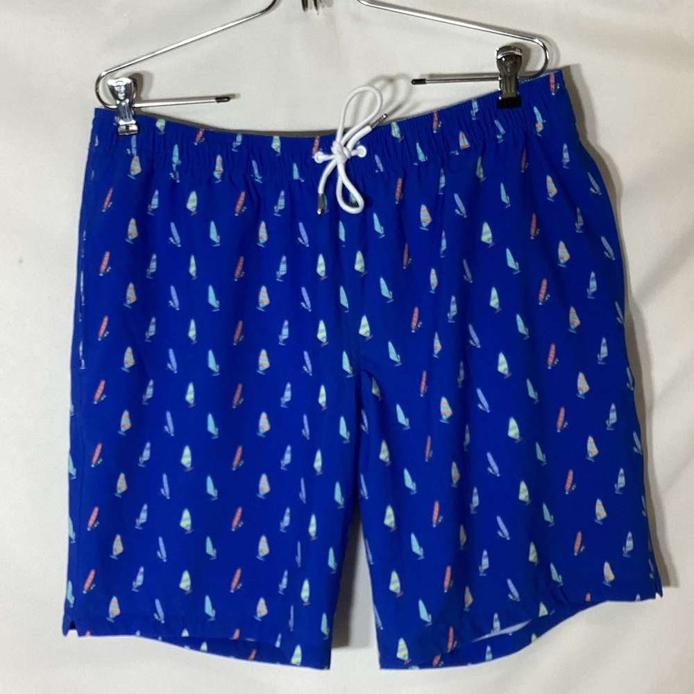 Mens BONBOS Sailboat Swim Trunks Mesh Lining Size Large